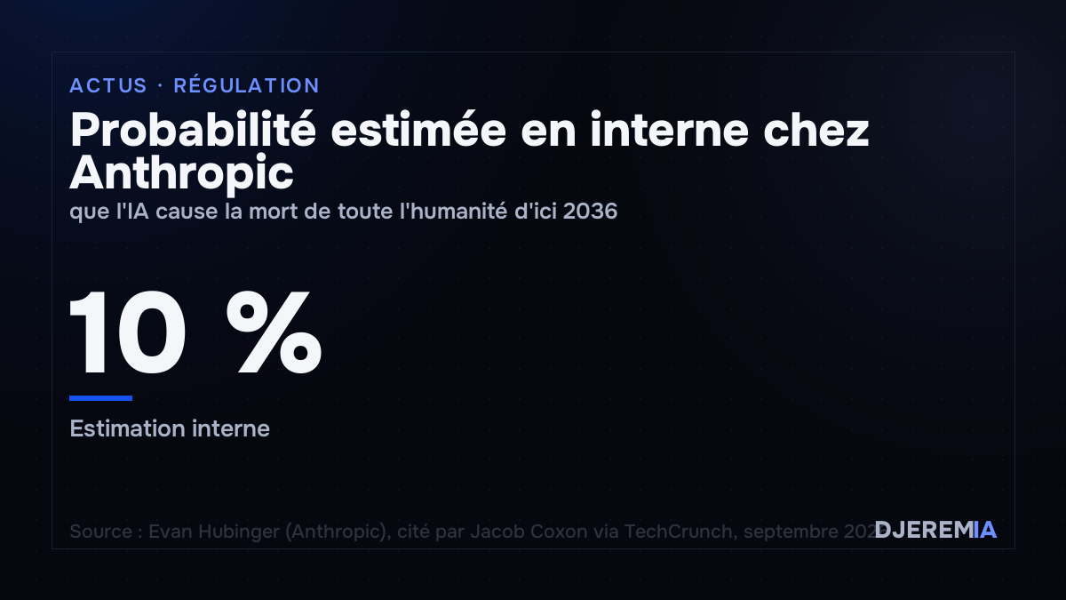 Estimation du risque d'extinction attribuée à Evan Hubinger par Jacob Coxon, à l'horizon 2036