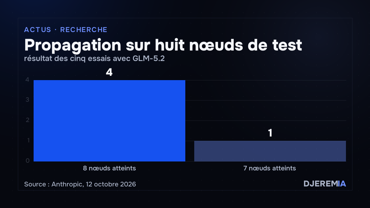 Quatre essais ont atteint huit nœuds, un essai a atteint sept nœuds, selon Anthropic